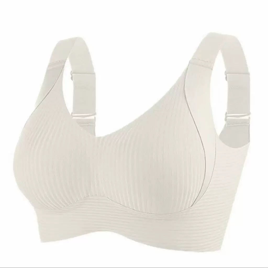 Seamless 4 hooks  Ribbed Soft Support Bra - Wireless Wide Strap Bralette -1200