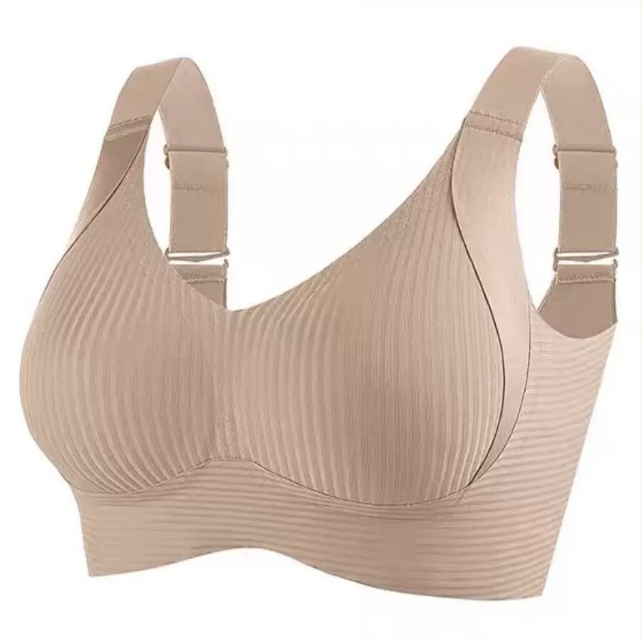Seamless 4 hooks  Ribbed Soft Support Bra - Wireless Wide Strap Bralette -1200