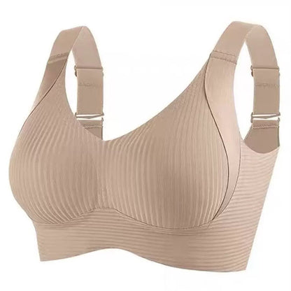 Seamless 4 hooks  Ribbed Soft Support Bra - Wireless Wide Strap Bralette -1200