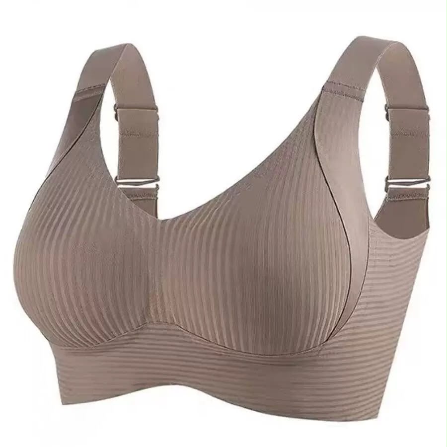 Seamless 4 hooks  Ribbed Soft Support Bra - Wireless Wide Strap Bralette -1200