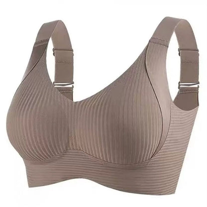 Seamless 4 hooks  Ribbed Soft Support Bra - Wireless Wide Strap Bralette -1200