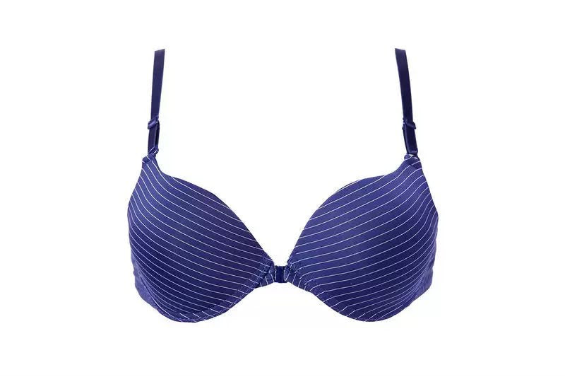 Pinstripe Front-Closure Push-Up Bra – Everyday Comfort & Seamless Style- 1501 Lining