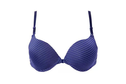 Pinstripe Front-Closure Push-Up Bra – Everyday Comfort & Seamless Style- 1501 Lining