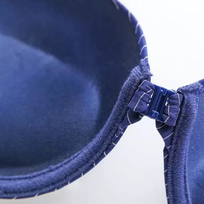 Pinstripe Front-Closure Push-Up Bra – Everyday Comfort & Seamless Style- 1501 Lining