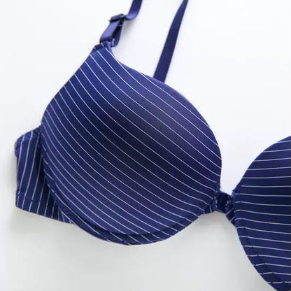 Pinstripe Front-Closure Push-Up Bra – Everyday Comfort & Seamless Style- 1501 Lining