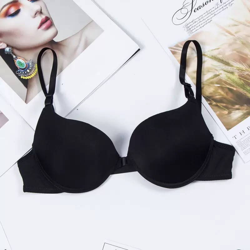 Seamless Front-Closure Push-Up Bra – Classic Black Everyday Comfort- 1501 Black