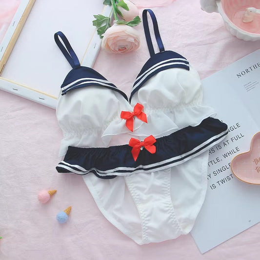 High Quality Sailor Moon Style Cute Bra and Pantie Set Bralette Lingerie 2004