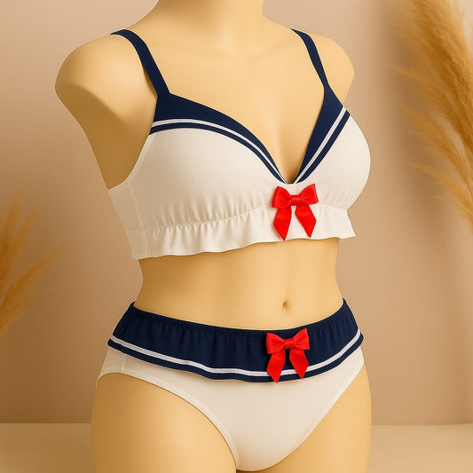 High Quality Sailor Moon Style Cute Bra and Pantie Set Bralette Lingerie 2004