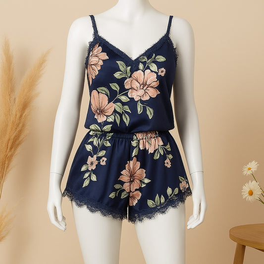 Flourish 2 pcs Bridal Floral print Padded Short Nighties Wedding nightwear 7021
