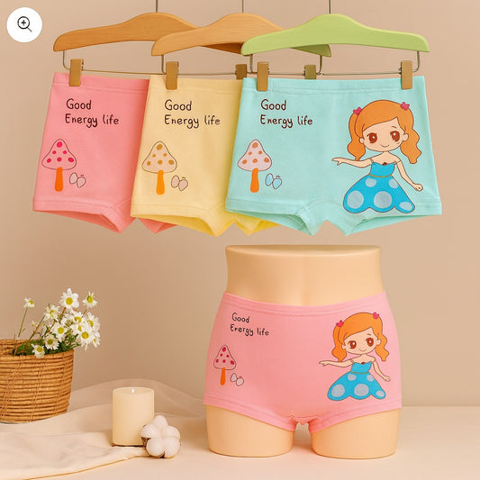 Flourish 3 Pcs Panties Girls Cotton Boxer Random Designs