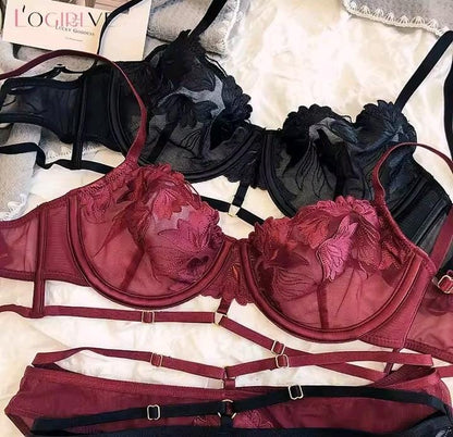 Flourish Floral Embroidered Bra & Panty Set | Lightly Padded Underwired Cups with Adjustable Straps B15