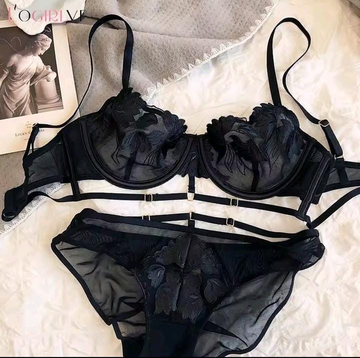 Flourish Floral Embroidered Bra & Panty Set | Lightly Padded Underwired Cups with Adjustable Straps B15