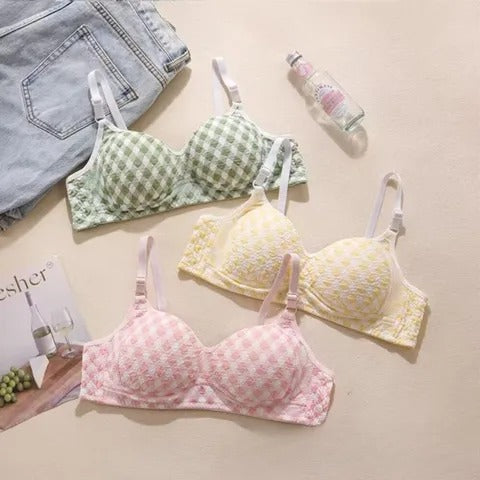 Pack of 2 Checkered Teenage Cotton Bra – Soft, Stylish & Everyday Comfort for Teenagers 8411