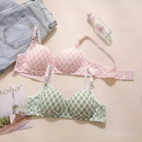 Pack of 2 Checkered Teenage Cotton Bra – Soft, Stylish & Everyday Comfort for Teenagers 8411