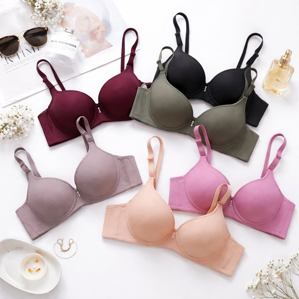 Flourish Pack Of 3 Premium Double Padded Smooth Fit Wired Padded Bra with Soft Support & Elegant Finish (668)