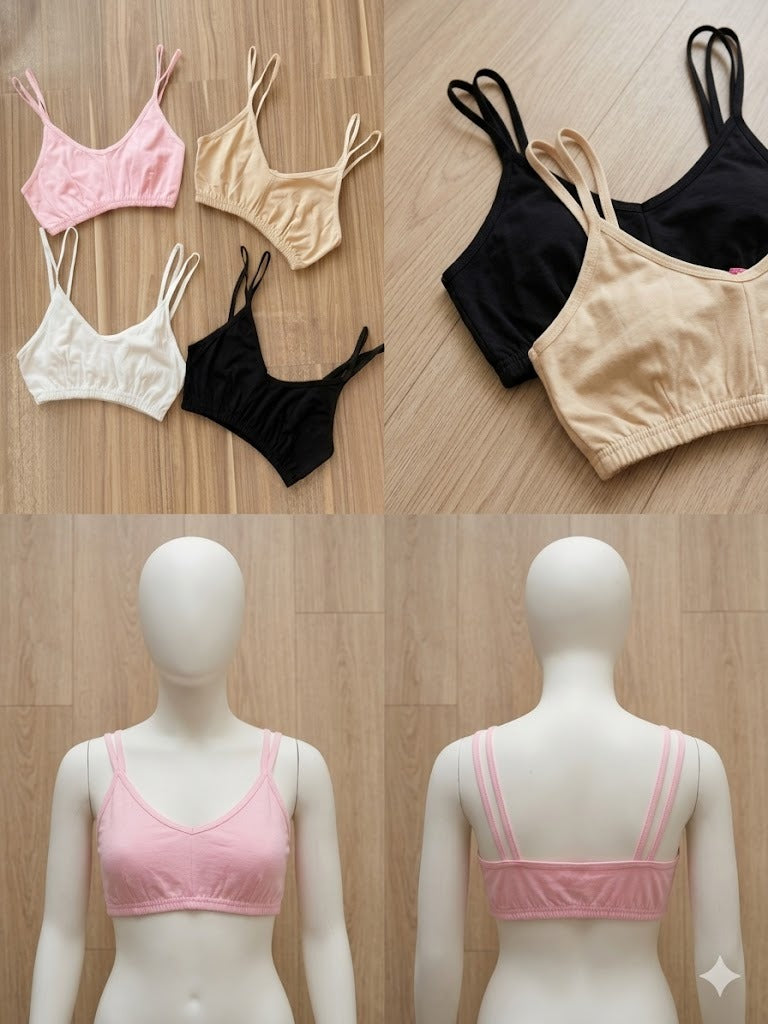 Flourish Pack of 3 Non Padded Soft Cotton Summer Camisole Bralette  – Lightweight & Breathable Comfort Wear 3288