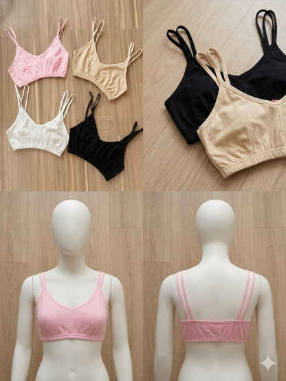 Flourish Pack of 3 Non Padded Soft Cotton Summer Camisole Bralette  – Lightweight & Breathable Comfort Wear 3288