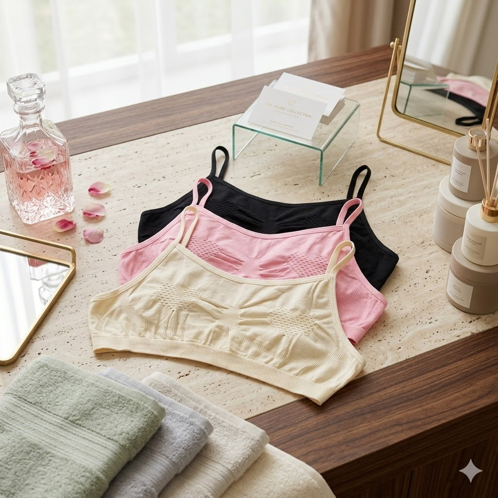 Flourish Pack of 3  Soft Cotton Non Padded Seamless Knit Bralette bra -540