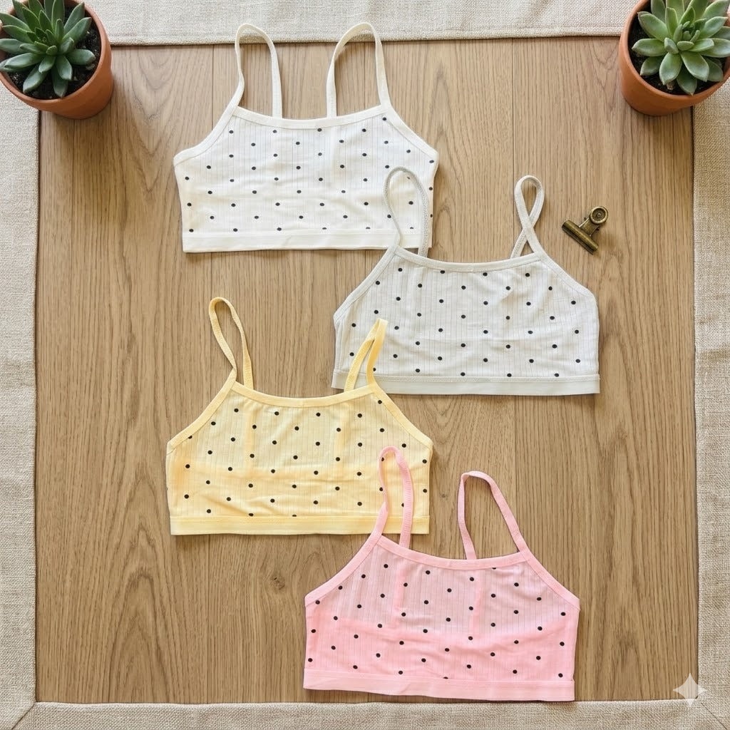 Flourish Pack of 3 Girls Soft Cotton Ribbed Training Bra Pack (Non-Padded) -K0081