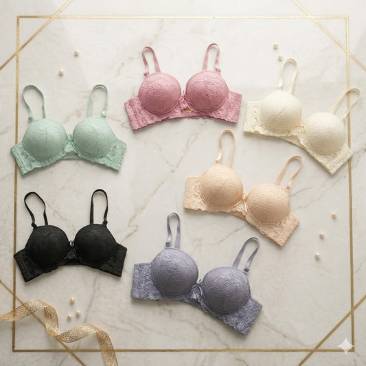 Pack of 2 Push-Up Bras for Women | Double Padded | Underwired Support | Premium Lace | Comfortable Everyday Wear | Style 733