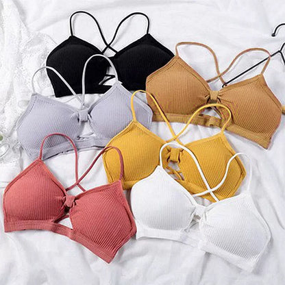 New Ribbed Seamless Bralette – Double Strap Wireless Everyday Comfort Bra