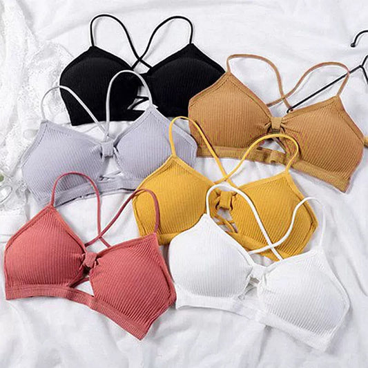 New Ribbed Seamless Bralette – Double Strap Wireless Everyday Comfort Bra