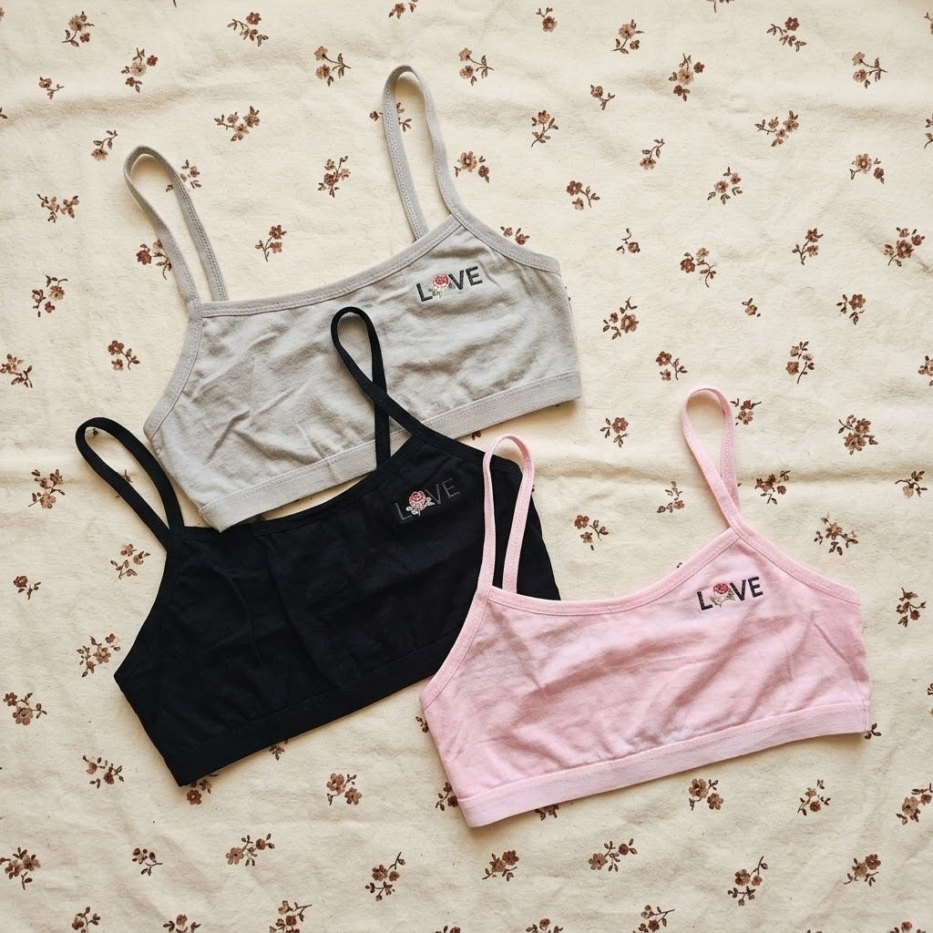 Pack of 3 Women’s Soft Cotton Spaghetti Strap Bra – Comfortable Everyday Wear | LOVE Collection -K0150