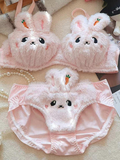 New High Quality Sexy Cute Anime Soft Plush Design bra underwear Japanese cartoon rabbit underwear Bra & Panty Set 581