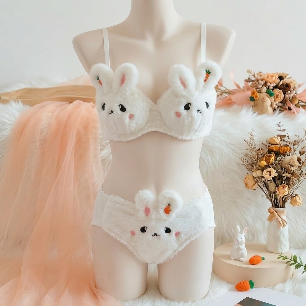 New High Quality Sexy Cute Anime Soft Plush Design bra underwear Japanese cartoon rabbit underwear Bra & Panty Set 581