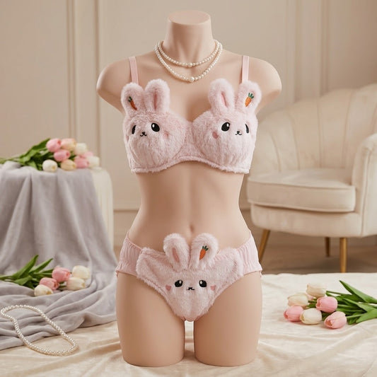 New High Quality Sexy Cute Anime Soft Plush Design bra underwear Japanese cartoon rabbit underwear Bra & Panty Set 581