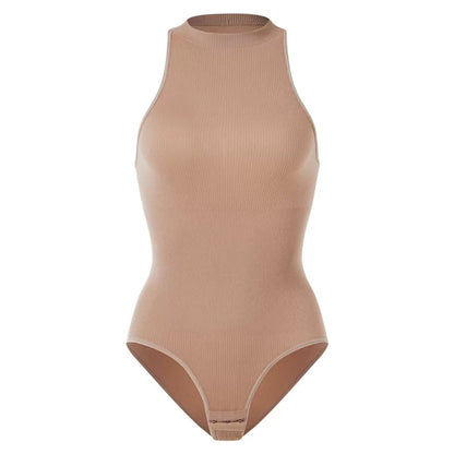 Seamless High-Neck Ribbed Bodysuit – Postpartum & Tummy Sculpting Shaper -FP72