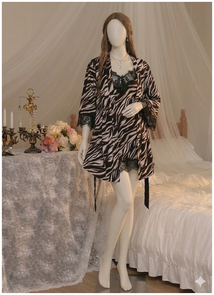 Flourish Wild Elegance Zebra Print Nighty & Robe Set 2502-4-K