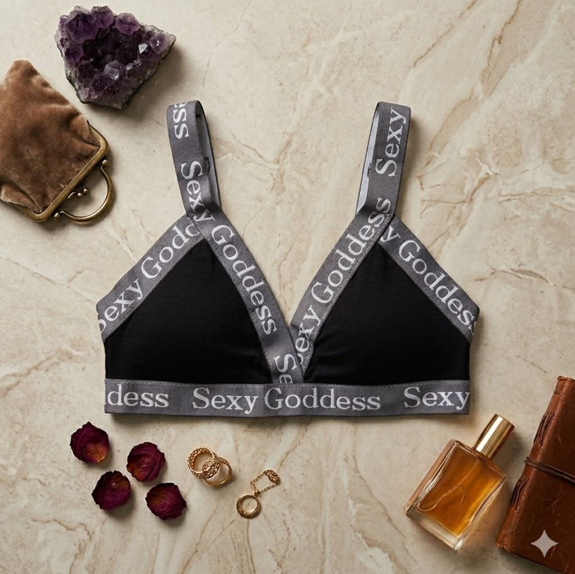 Pack of 3 Women’s Seamless Triangle Bralettes - Sexy Goddess Letter Print Strappy Wire-Free Bras 705