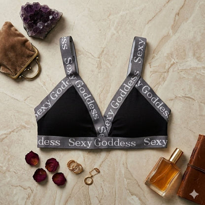 Pack of 3 Women’s Seamless Triangle Bralettes - Sexy Goddess Letter Print Strappy Wire-Free Bras 705