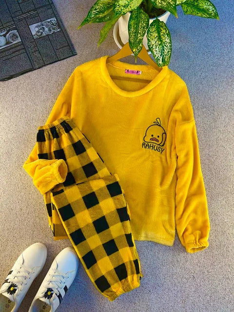 Flourish Cozy Fleece Loungewear Set – Ultra Soft Winter Night Suit