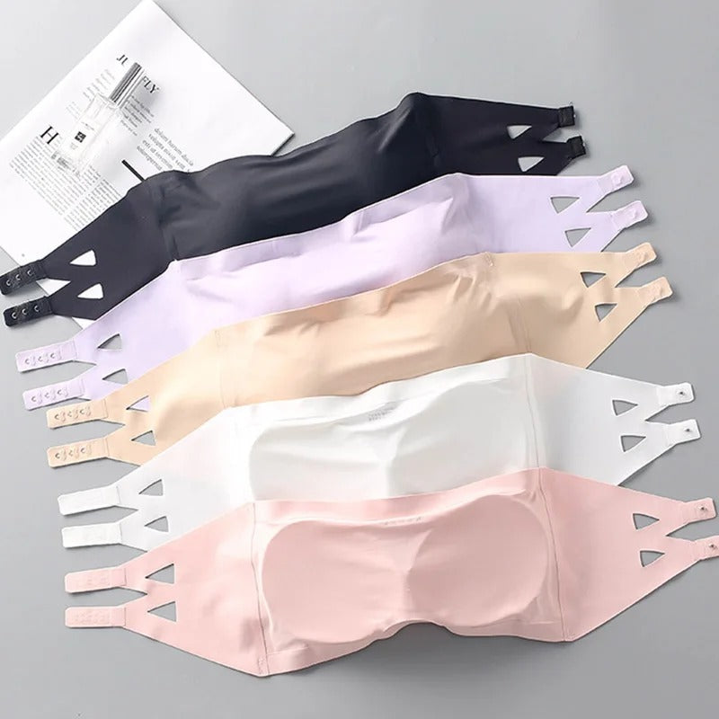 1 Pc Breathable Ice Silk Padded Tube Top Strapless Bra – Adjustable, Wrapped & Summer-Friendly Bra for Women – 660
