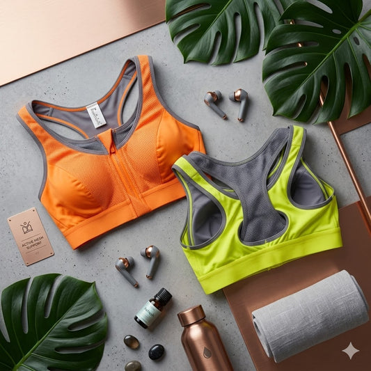 Front-Zip High-Impact Sports Bra – Breathable Mesh Design with Racerback Support