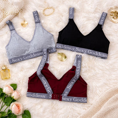 Pack of 3 - Sexy Goddess Seamless Cotton Bralettes | Comfortable Removeable-Padded Everyday Wear 704
