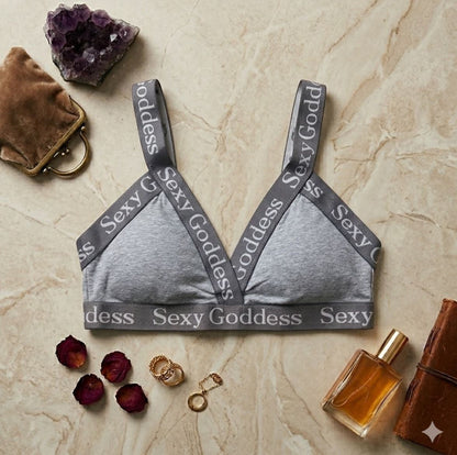 Pack of 3 Women’s Seamless Triangle Bralettes - Sexy Goddess Letter Print Strappy Wire-Free Bras 705