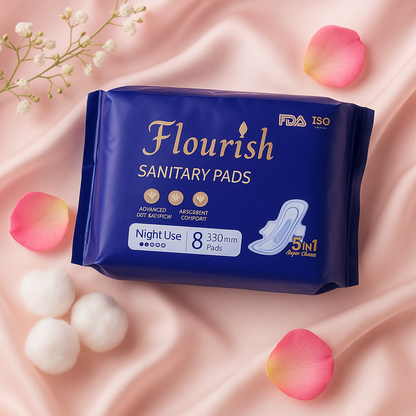 FLOURISH 330mm WINGLESS DAILY USE PANTY LINERS SANITARY PADS FOR GIRLS & WOMEN 8 PCS