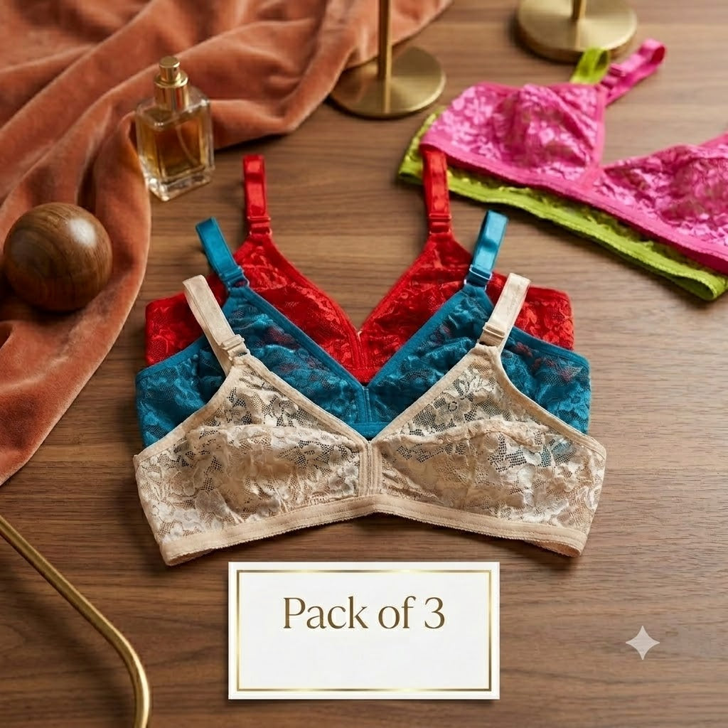 Flourish Net Lace Summer Bralette Collection – Non Padded Soft & Breathable Comfort Wear 128225