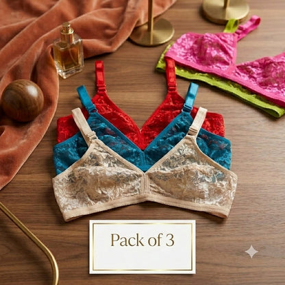Flourish Net Lace Summer Bralette Collection – Non Padded Soft & Breathable Comfort Wear 128225