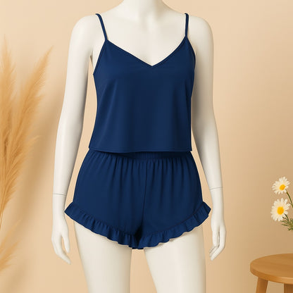 Flourish 2 pcs silk Cami Sets Charming Style Short Non Padded Inner and Short Nighty 2409