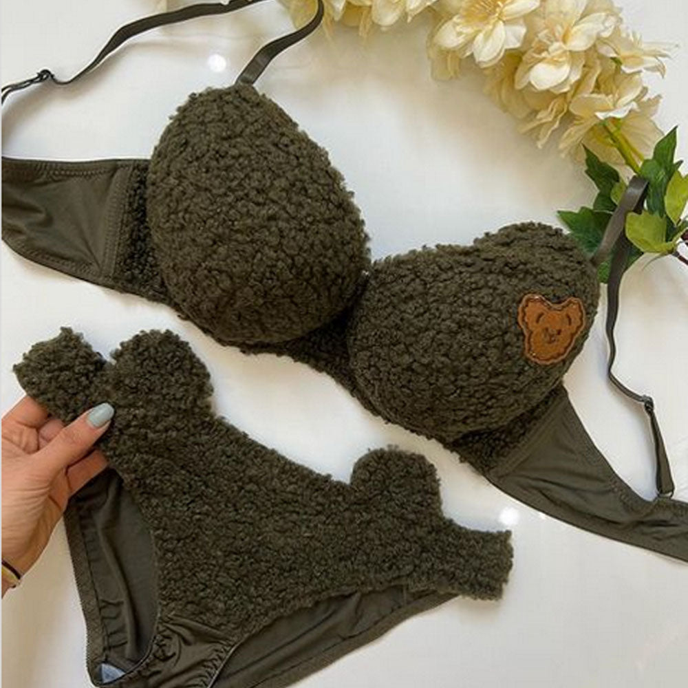 Flourish Stylish Sexy Funky Bear Style Double Push Adjustable Bra & Panty Set E008