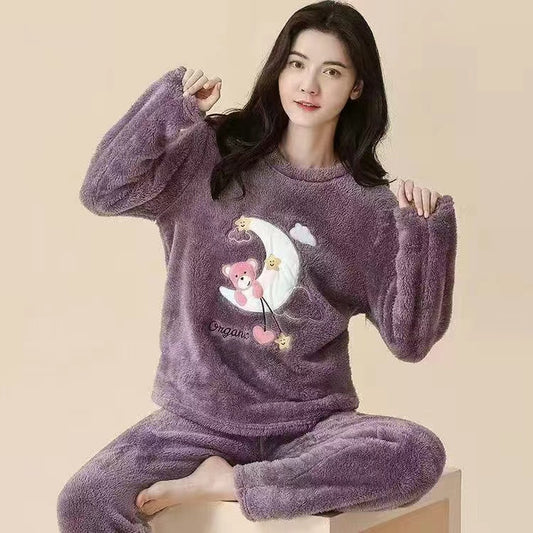 Flourish Cozy Fleece Loungewear Set – Ultra Soft Winter Night Suit