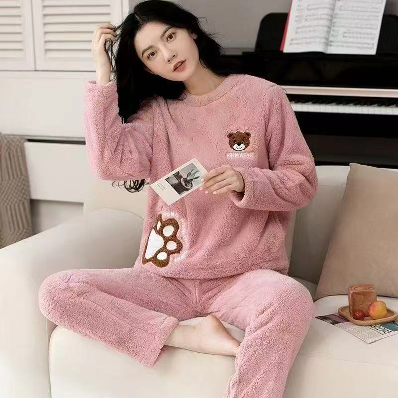 Flourish Cozy Fleece Loungewear Set – Ultra Soft Winter Night Suit