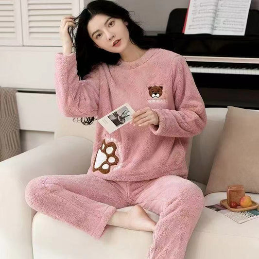 Flourish Cozy Fleece Loungewear Set – Ultra Soft Winter Night Suit