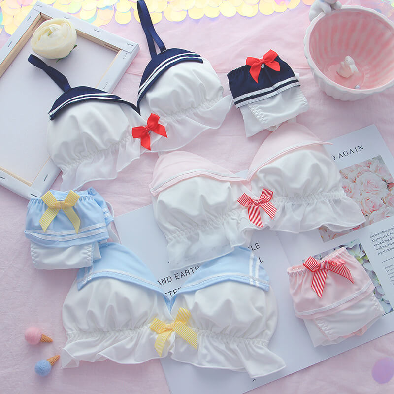 High Quality Sailor Moon Style Cute Bra and Pantie Set Bralette Lingerie 2004