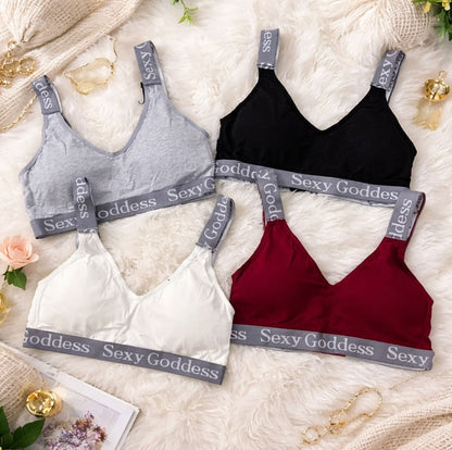 Pack of 3 - Sexy Goddess Seamless Cotton Bralettes | Comfortable Removeable-Padded Everyday Wear 704