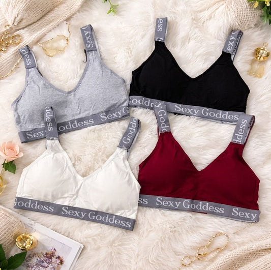 Pack of 3 - Sexy Goddess Seamless Cotton Bralettes | Comfortable Removeable-Padded Everyday Wear 705